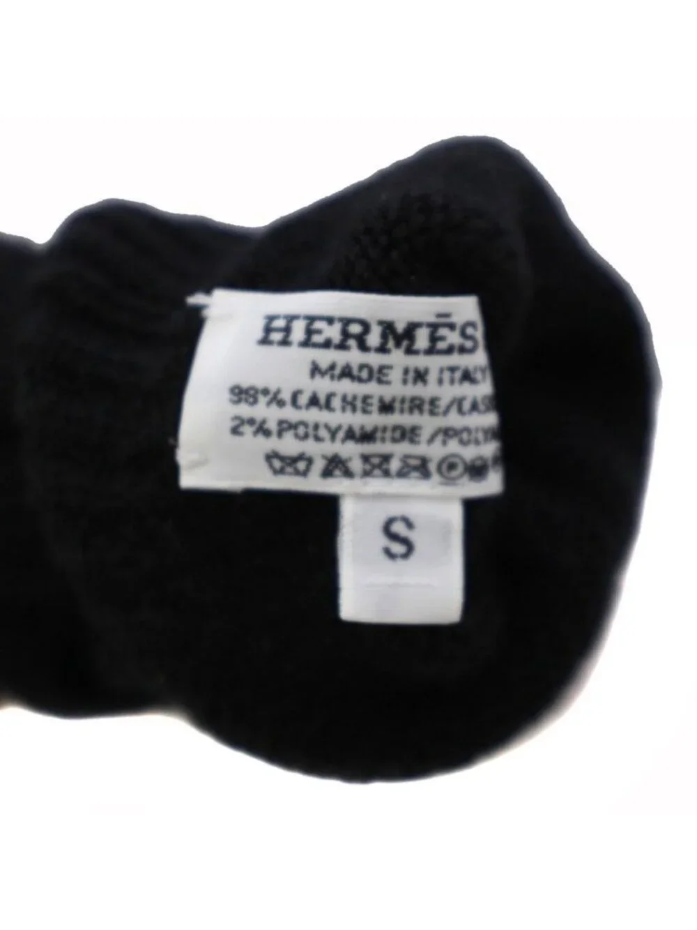 Hermes Darling Medall Cashmere Knit Gloves Visual Decoration Black
